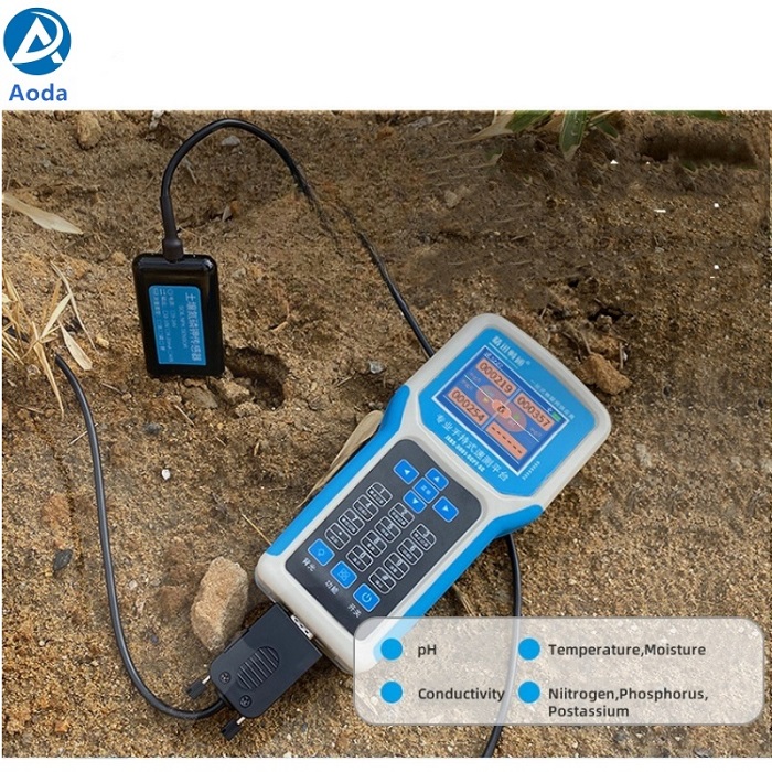 Aoda Handheld digital soil NPK PH Temperature Moisture Salinity meter